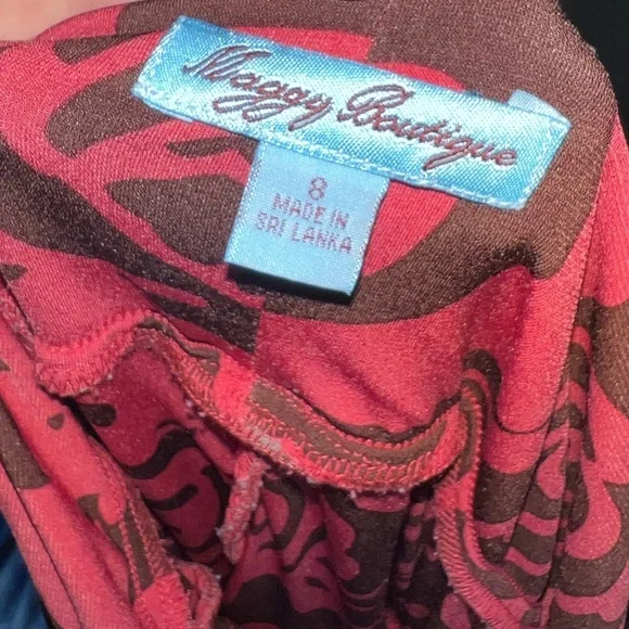 Maggy Boutique Red & Brown Floral Dress size 8 - Picture 5 of 9